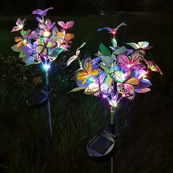 Set 2X Lampă Solară Decorativă de Grădină Tip Fluture cu LED 70Cm, Iluminat Exterior, Rezistent la Apă, Decor Ambiental pentru Curte și Terasă - imagine 6