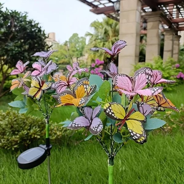 Set 2X Lampă Solară Decorativă de Grădină Tip Fluture cu LED 70Cm, Iluminat Exterior, Rezistent la Apă, Decor Ambiental pentru Curte și Terasă - imagine 7