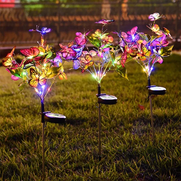 Set 2X Lampă Solară Decorativă de Grădină Tip Fluture cu LED 70Cm, Iluminat Exterior, Rezistent la Apă, Decor Ambiental pentru Curte și Terasă - imagine 9