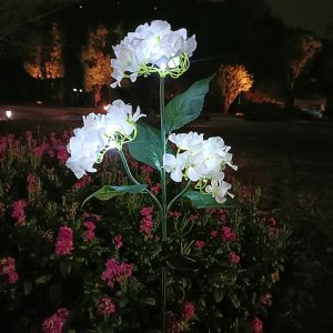 Set 2X Lampa Solara Decorativa de Gradină Flori albe cu LED 80Cm, Iluminat Exterior, Rezistent la Apa, Decor Ambiental pentru Curte si terasă