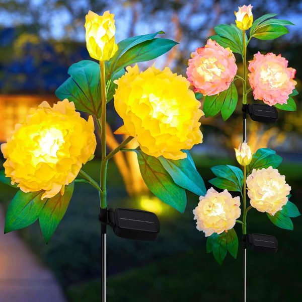 Set 2X Lampa Solara Decorativa de Gradină Flori albe cu LED 80Cm, Iluminat Exterior, Rezistent la Apa, Decor Ambiental pentru Curte si terasă - imagine 7