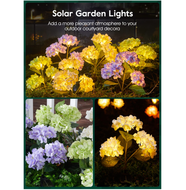Set 2X Lampa Solara Decorativa de Gradină Flori albe cu LED 80Cm, Iluminat Exterior, Rezistent la Apa, Decor Ambiental pentru Curte si terasă - imagine 5