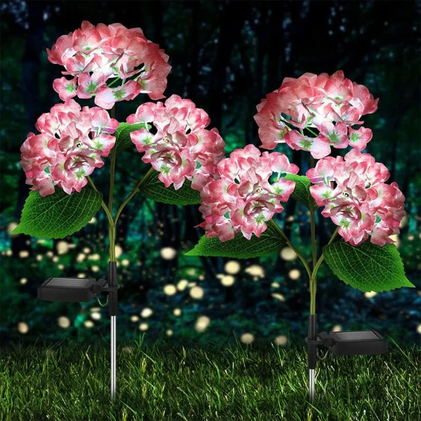 Set 2X Lampa Solara Decorativa de Gradina Flori Roz cu LED 80Cm, Iluminat Exterior, Rezistent la Apa, Decor Ambiental pentru Curte si terasa - imagine 7