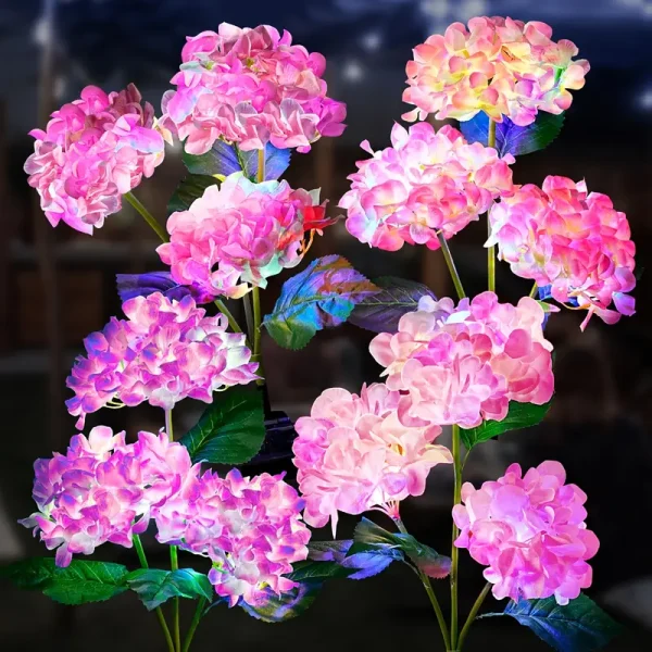 Set 2X Lampa Solara Decorativa de Gradina Flori Roz cu LED 80Cm, Iluminat Exterior, Rezistent la Apa, Decor Ambiental pentru Curte si terasa - imagine 6