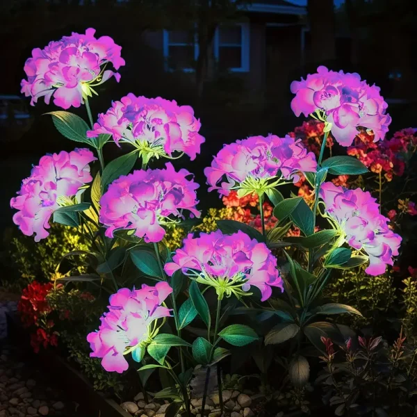 Set 2X Lampa Solara Decorativa de Gradina Flori Roz cu LED 80Cm, Iluminat Exterior, Rezistent la Apa, Decor Ambiental pentru Curte si terasa - imagine 4