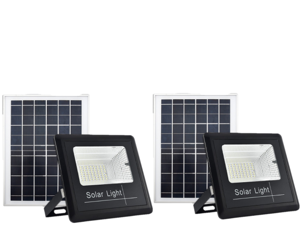 Set 2X Proiector solar LED, Jortan 50W, Corp iluminat, cu incarcare solara, Senzor miscare panou separat fotovoltaic, suport, telecomanda - imagine 8