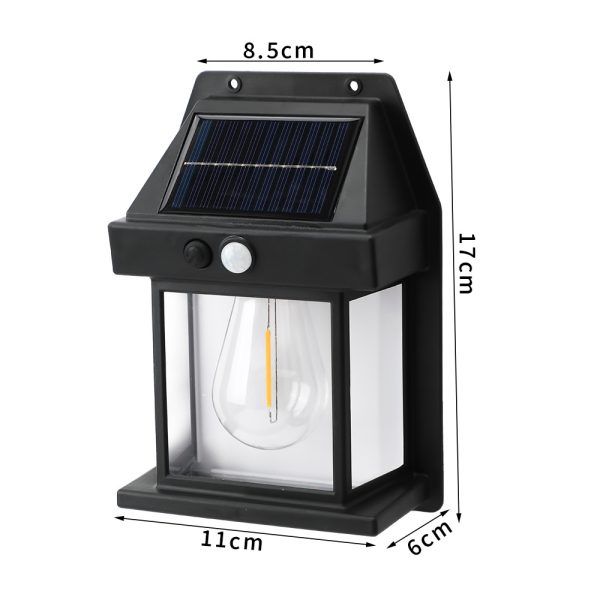 Lampă Solară LED de Perete Tip Felinar Iluminat Exterior cu Senzor de Mișcare 8m, 3 Moduri Inteligente de lumina, Rezistență IP65, Fără Fir, Ideală pentru Curte și Grădină - imagine 12