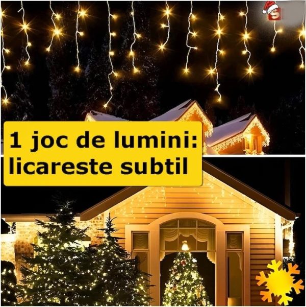 Instalație LED franjuri tip turturi 25m, 750 LED alb cald, lumini de Crăciun pentru exterior și interior, rezistenta la umiditate si inghet - imagine 2