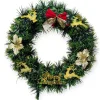 Coroană Decorativă Artificială de Crăciun 30x30 cm cu Reni Aurii, Fundă Roșie și Mesaj Merry Christmas, Decor Elegant pentru Ușă sau Perete