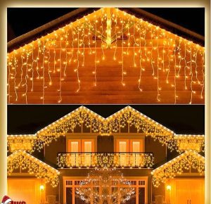 Instalație LED franjuri tip turturi 25m, 750 LED alb cald, lumini de Crăciun pentru exterior și interior, rezistenta la umiditate si inghet
