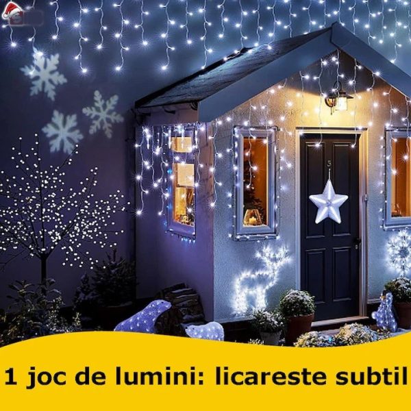 Instalație LED franjuri tip turturi 25m, 750 LED Lumina Alb rece, pentru exterior și interior, rezistenta la umiditate si inghet - imagine 4
