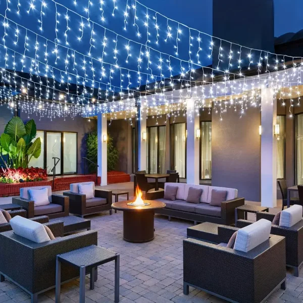 Instalație LED franjuri tip turturi 25m, 750 LED Lumina Alb rece, pentru exterior și interior, rezistenta la umiditate si inghet - imagine 6