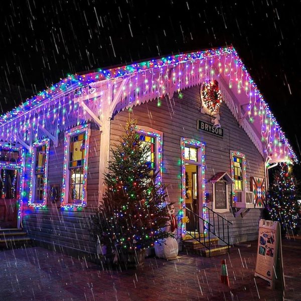 Instalație LED franjuri tip turturi 25m, 750 LED Multicolor, lumini de Crăciun pentru exterior și interior, rezistenta la umiditate si inghet - imagine 3