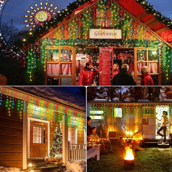 Instalație LED franjuri tip turturi 25m, 750 LED Multicolor, lumini de Crăciun pentru exterior și interior, rezistenta la umiditate si inghet - imagine 2
