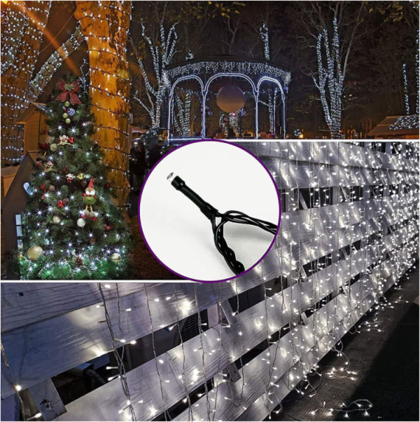 Instalatie Led Rola 150m, 750 LED Lumina Alb Rece, Decorativa pentru Interior și Exterior Protectie la Apa - imagine 3