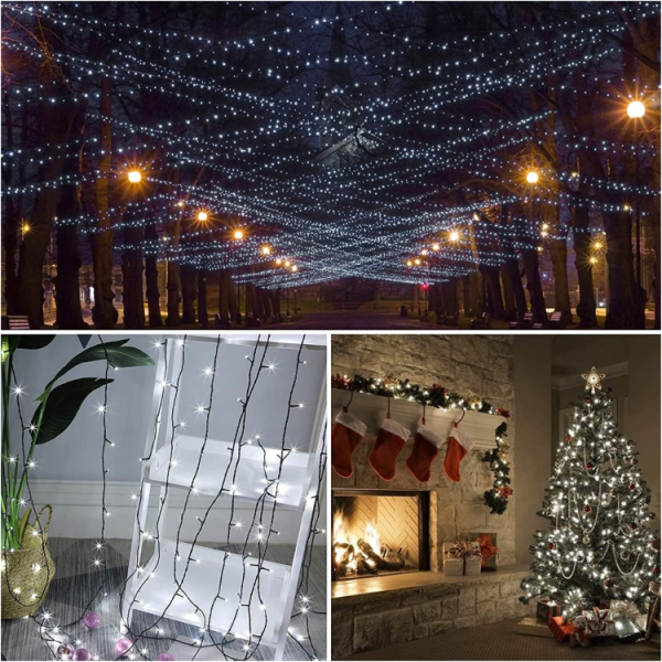 Instalatie Led Rola 150m, 750 LED Lumina Alb Rece, Decorativa pentru Interior și Exterior Protectie la Apa - imagine 2