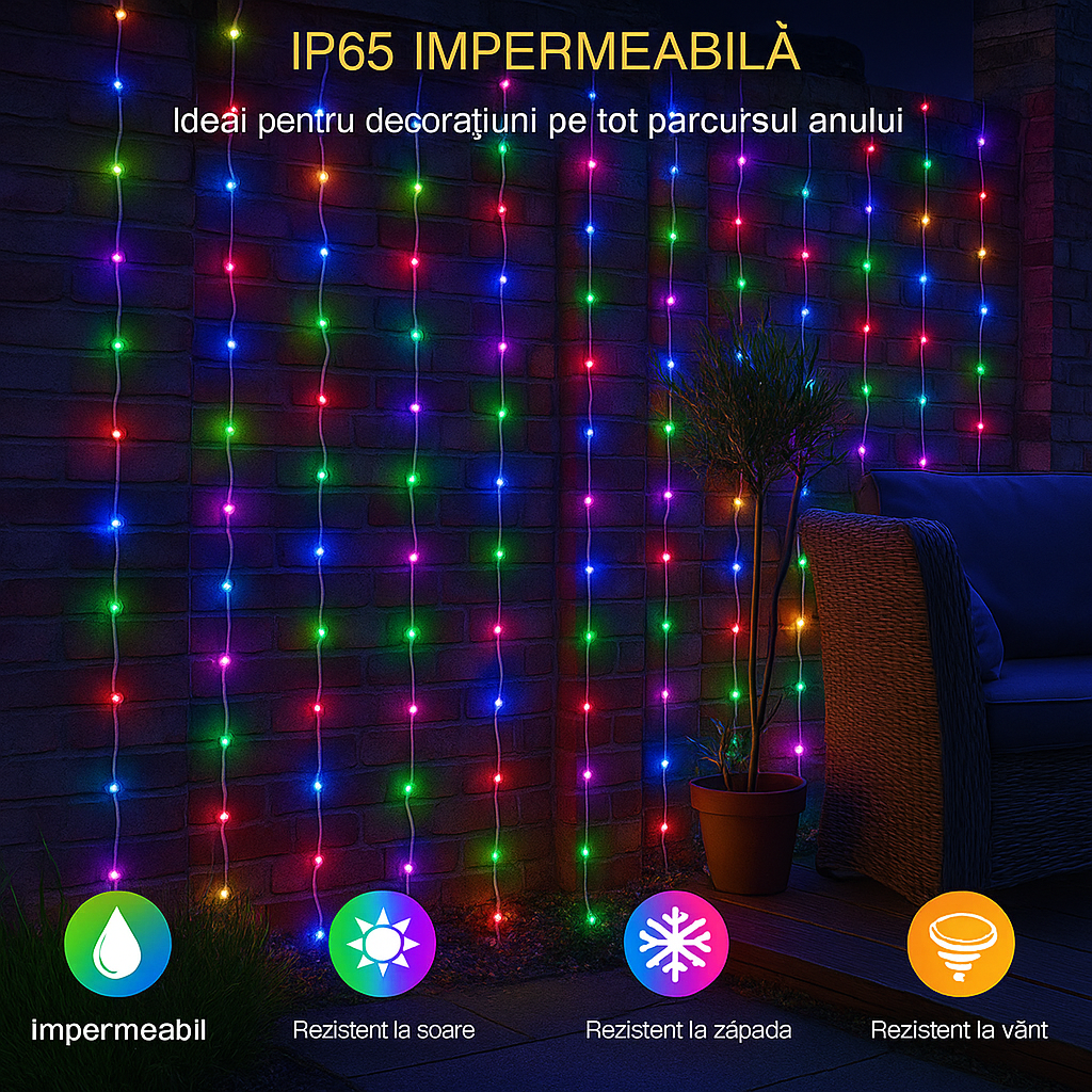 instalatie perdea multicolora ip65