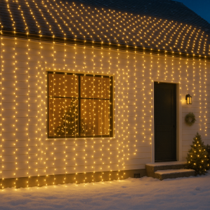 Instalatie LED tip perdea ploaie 5x2m, 600 Leduri, lumină alb cald, lumini de Crăciun pentru exterior și interior, rezistentă la umezeală și frig