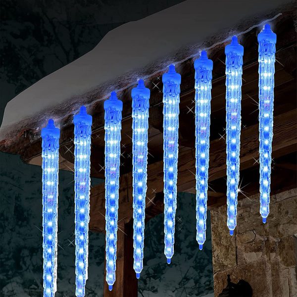 Instalație LED Tip Turturi Meteorit, Efect de Curgere, Lumină Alb Rece, 8 Tuburi, 50cm, IP65 - imagine 6