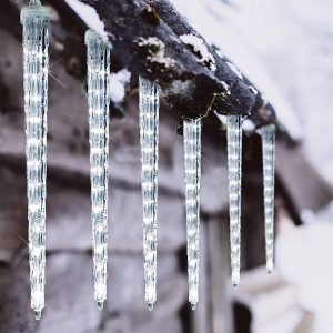 Instalație LED Tip Turturi Meteorit, Efect de Curgere, Lumină Alb Rece, 8 Tuburi, 50cm, IP65