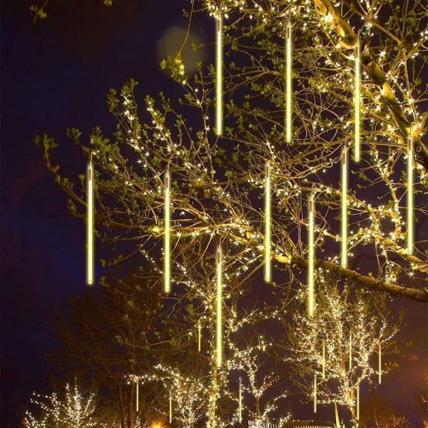 Instalație LED Tip Turturi Meteorit, Efect de Curgere, 8 Tuburi, 50cm Lumină Alb Cald, IP65 - imagine 4