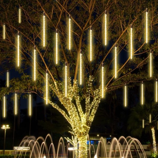 Instalație LED Tip Turturi Meteorit, Efect de Curgere, 8 Tuburi, 50cm Lumină Alb Cald, IP65 - imagine 5