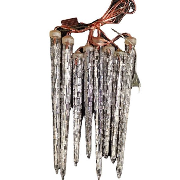 Instalație LED Tip Turturi Meteorit, Efect de Curgere, 8 Tuburi, 50cm Lumină Alb Cald, IP65 - imagine 6