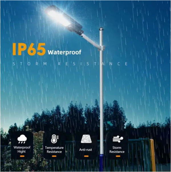 Lampă Solară Jortan 300W cu 6 Cadrane, Panou solar cu incarcare rapida, Telecomandă, Senzor de Mișcare, senzor  Lumină, Autonomie Mare, Stâlp Metalic Inclus - imagine 12