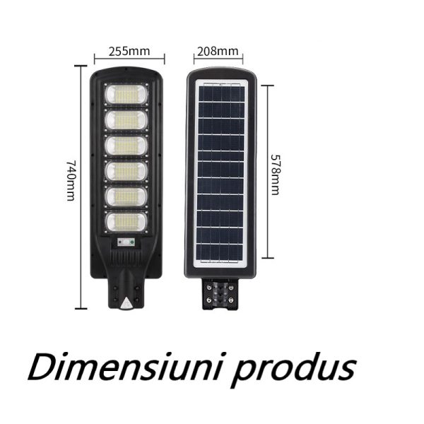 Lampă Solară Jortan 300W cu 6 Cadrane, Panou solar cu incarcare rapida, Telecomandă, Senzor de Mișcare, senzor  Lumină, Autonomie Mare, Stâlp Metalic Inclus - imagine 8