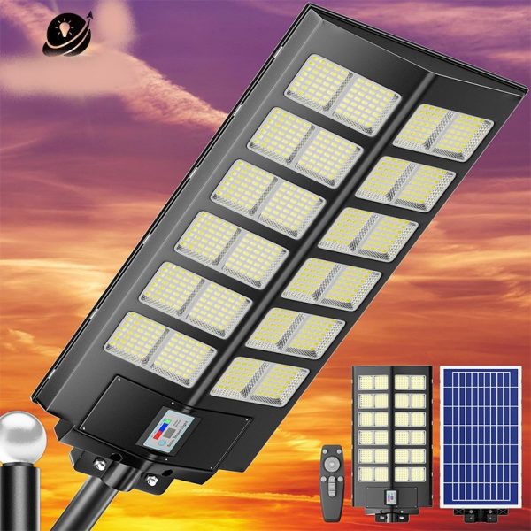 Lampa Solara Jortan Dubla 1000W, LED Next Gen, 10.000 Lumeni, Telecomanda, Senzor de Lumina, 3 Moduri de iluminare  Autonomie 12 ore, Multiple functii de programare, Stalp metalic inclus - imagine 3