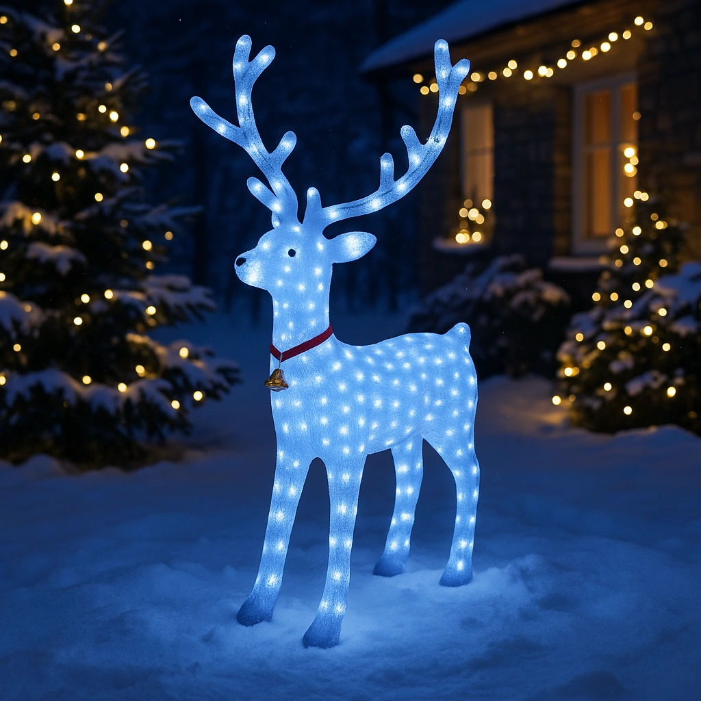 ren decorativ luminos de craciun cu led uri albe 8 jocuri luminoase