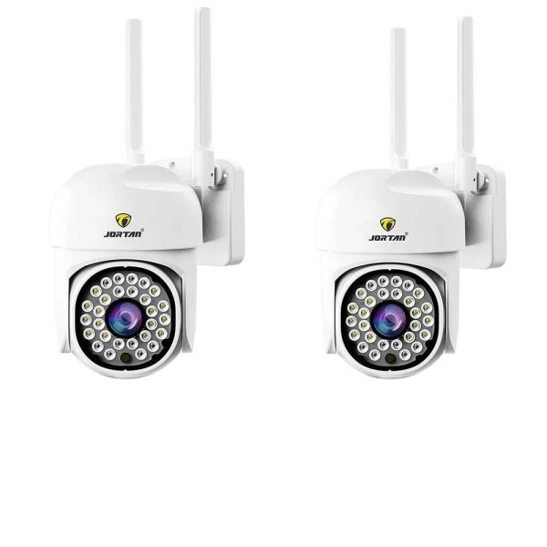 Set 2X Camere de supraveghere Jortan WIFI, Detectie umana, rotire rapida 360 grade, Senzor de miscare, Vedere color noaptea, Sirena cu Alarma, microfon audio bidirectional, Protectie IP66
