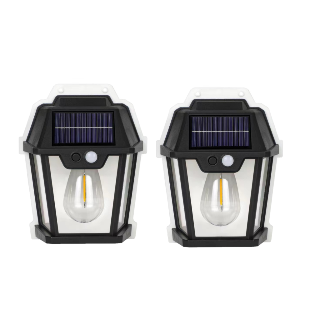 set lampi solare de perete tip felinar cu un bec