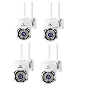 Set 4X Camere de supraveghere Jortan WIFI, rotire rapida 360 grade, Senzor de miscare, Detectie umana, Vedere color noaptea, Sirena cu Alarma, microfon audio bidirectional, Protectie IP66