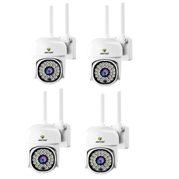 Set 4X Camere de supraveghere Jortan WIFI, rotire rapida 360 grade, Senzor de miscare, Detectie umana, Vedere color noaptea, Sirena cu Alarma, microfon audio bidirectional, Protectie IP66