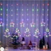 Instalație Luminoasă Crăciun Multicolor cu 12 Fire, Stele si Braduti LED, Decor Interior pentru Brad sau Fereastră