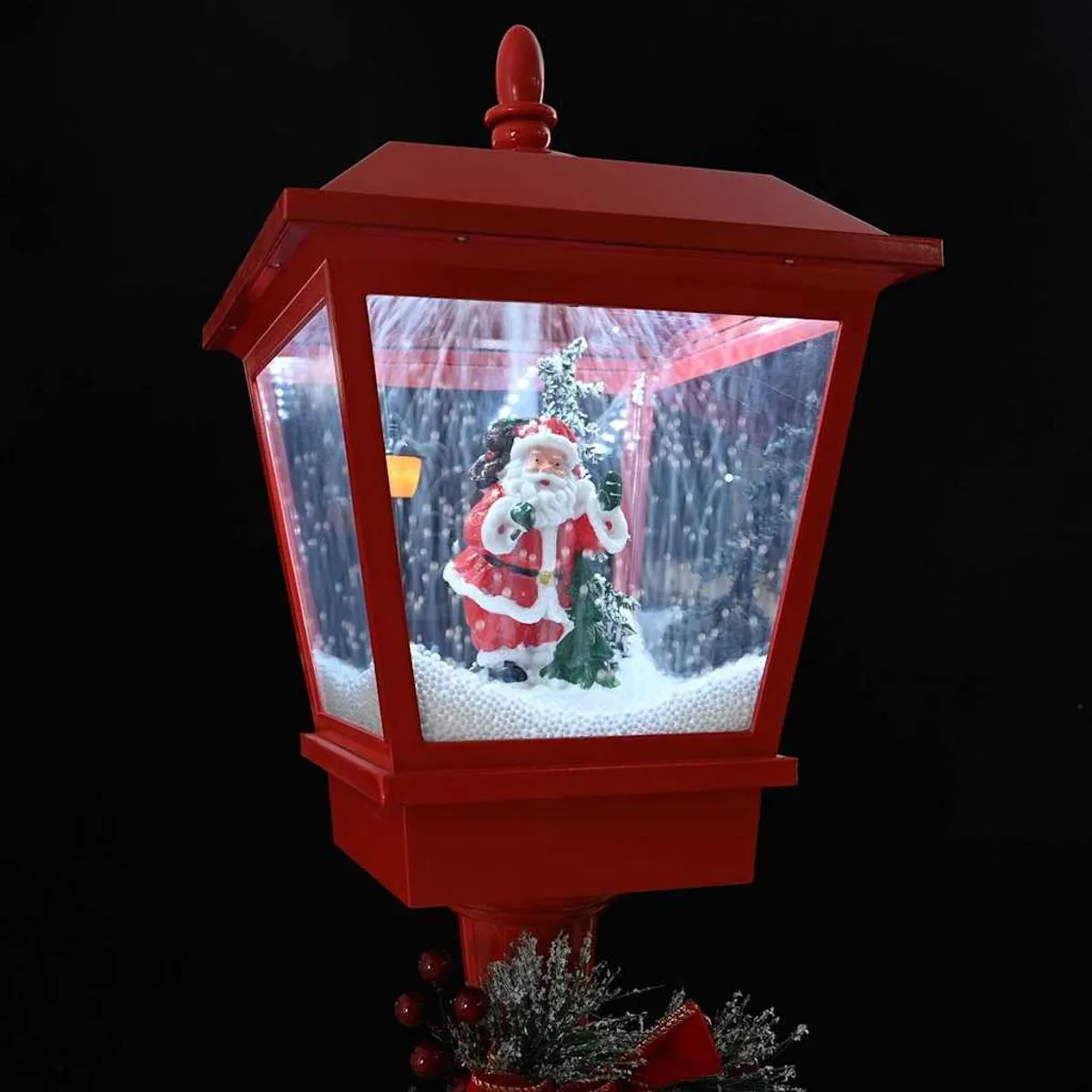 Felinar Decorativ de Crăciun cu Efect de Zăpadă și Mesaj Merry Christmas, iluminat LED Alb-cald 106x31x21 cm, Ideal pentru Interior si exterior - imagine 8