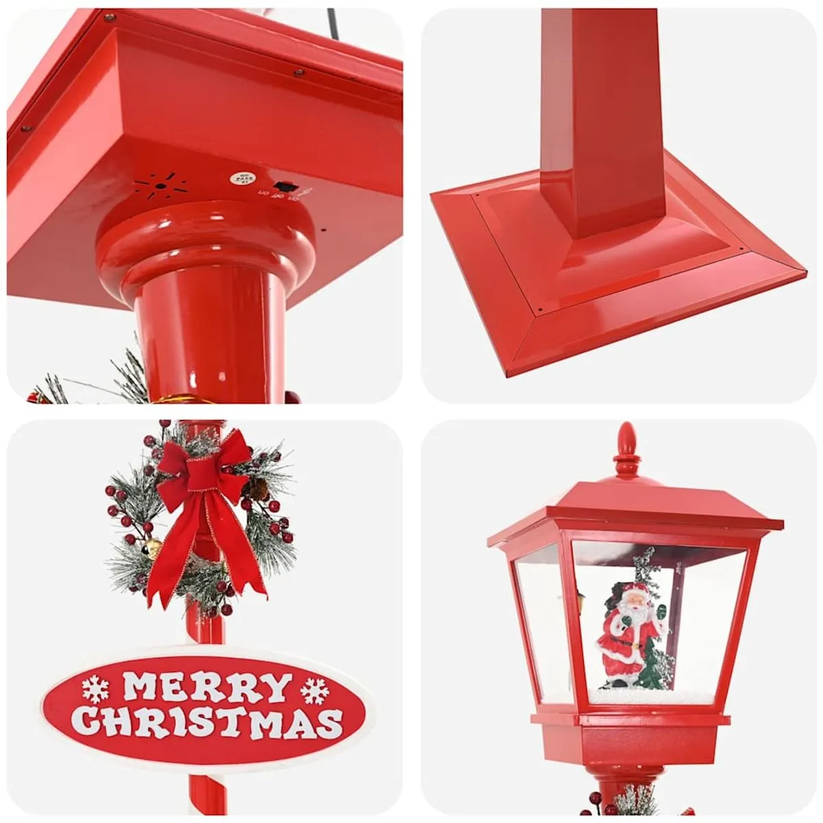 Felinar Decorativ de Crăciun cu Efect de Zăpadă și Mesaj Merry Christmas, iluminat LED Alb-cald 106x31x21 cm, Ideal pentru Interior si exterior - imagine 9