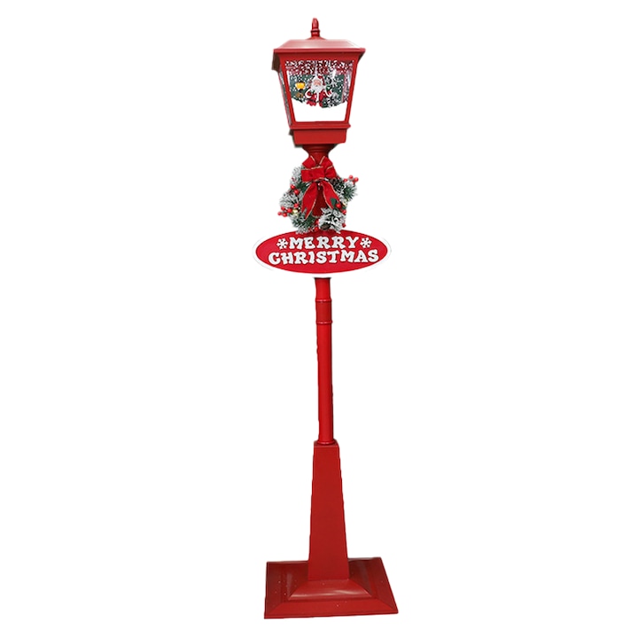 felinar decorativ de craciun cu efect de zapada si mesaj merry christmas