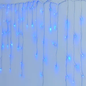 Instalație LED Franjuri inegale 6x0.7m Fir gros, Lumina Albastra pentru Exterior și Interior, Decor Crăciun