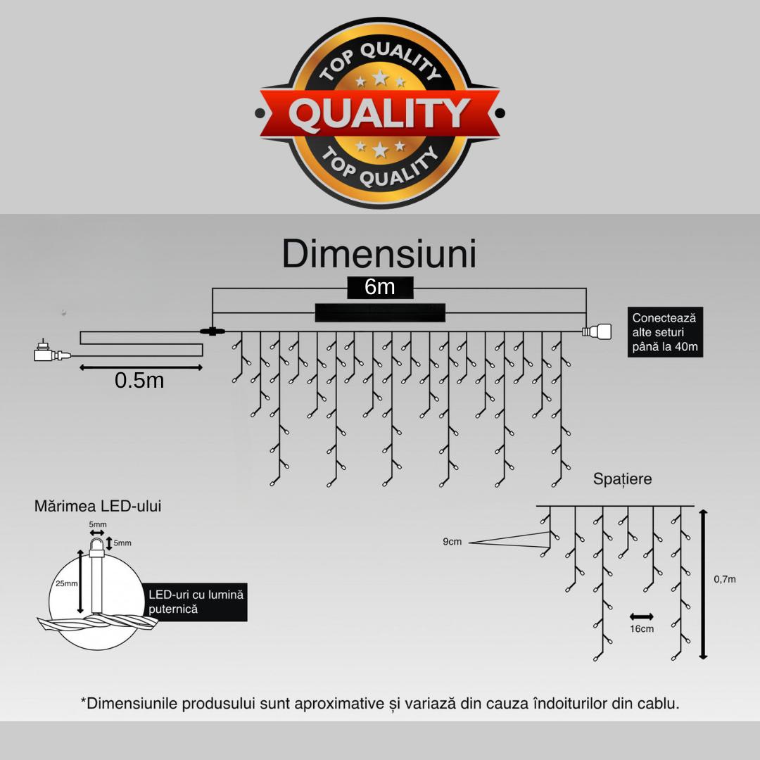 Instalație LED Franjuri inegale 6x0.7m Fir gros, Multicolor pentru Exterior și Interior, Decor Crăciun Elegant - imagine 3