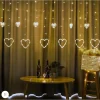 Instalație Luminoasă Crăciun cu 12 Fire, Inimioare mici si Mari LED, Lumină Caldă, Decor Interior pentru Fereastră sau Brad
