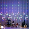 Instalație Luminoasă Crăciun Multicolor cu 12 Fire, Luna si Stele LED, Decor Interior pentru  Fereastră sau Brad