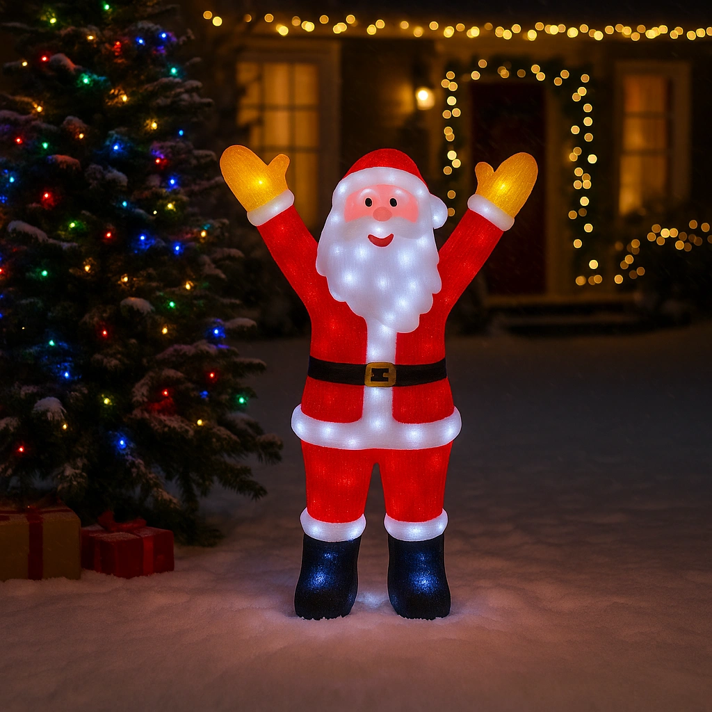 Moș Crăciun Luminos 120 cm cu 8 Jocuri de Lumină LED – Decorațiune de Crăciun pentru Exterior și Interior - imagine 2