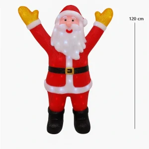 Moș Crăciun Luminos 120 cm cu 8 Jocuri de Lumină LED – Decorațiune de Crăciun pentru Exterior și Interior