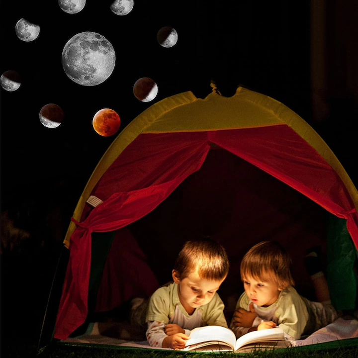 Proiector Cosmic HD Planetarium 3D, Lampa de veghe pentru copii 4K, 12 Discuri de proiectie cu Stele, Galaxii, Palnete, Reglare 360° Rotativa - imagine 9