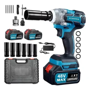 Mașină de Găurit și Înșurubat cu Impact 130 Nm, 2 Acumulatori 48V, 4 Ah, Încărcare Rapidă, 3 Trepte de Viteză, 4000 RPM, 43 Accesorii