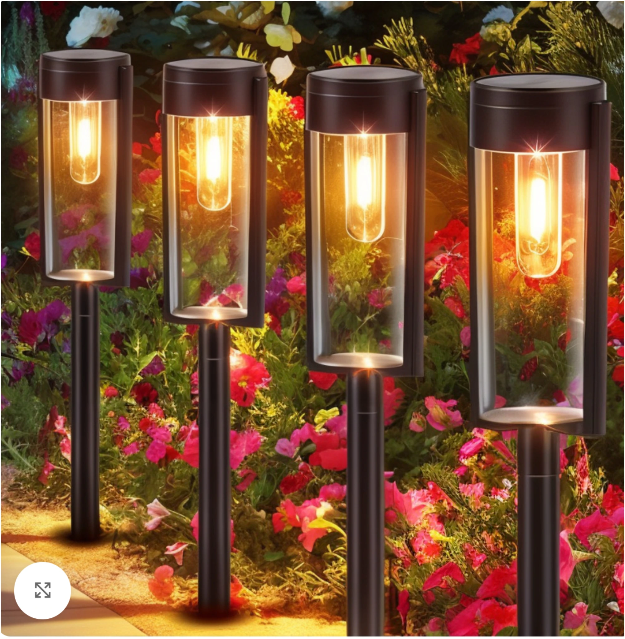 Lampa solara de gradina 1+1 Gratis Tip Felinar LED 55Cm Rezitenta la intemperii IP65 Lumina calda Pentru Curte, Alee, Drum - imagine 2