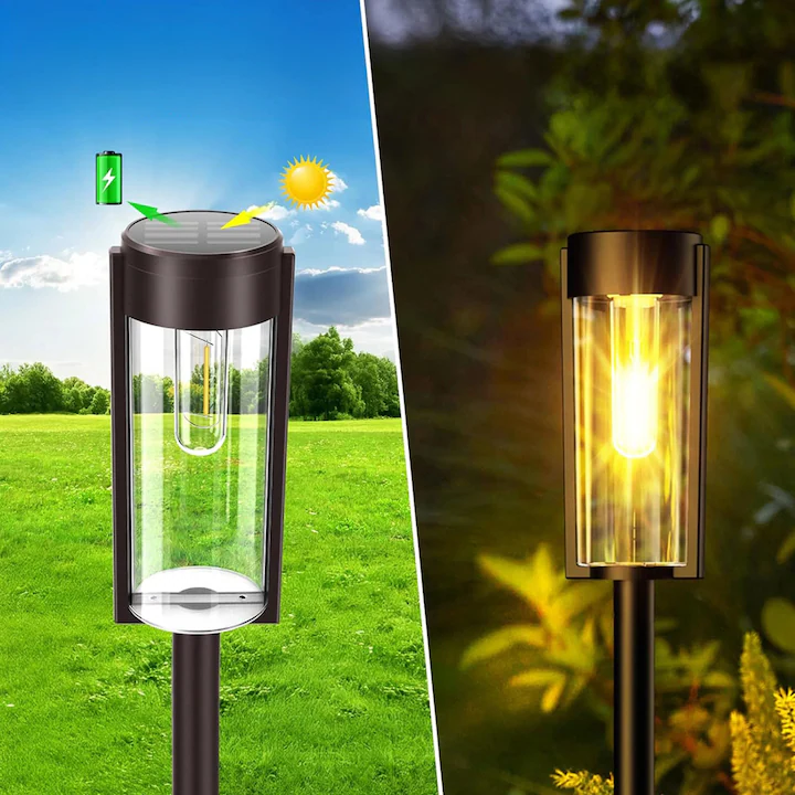Lampa solara de gradina 2+2 Gratis Tip Felinar LED 55Cm Rezitenta la intemperii IP65 Lumina calda Pentru Curte, Alee, Drum - imagine 12