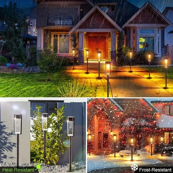 Lampa solara de gradina 2+2 Gratis Tip Felinar LED 55Cm Rezitenta la intemperii IP65 Lumina calda Pentru Curte, Alee, Drum - imagine 6